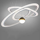 Підвісна світлодіодна люстра "кільця" 145 Вт з пультом колір каркасу білий D-3439-800+600+400WH, фото 3