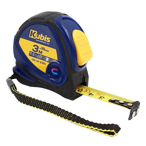 Рулетка вимірювальна 3м×16мм з магнітним наконечником металеве полотно Kubis 05-01-2316, фото 1