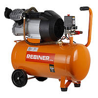 Двоциліндровий компресор 3 кВт, 420 л/хв, 220 В 50 л ресивер Rebiner