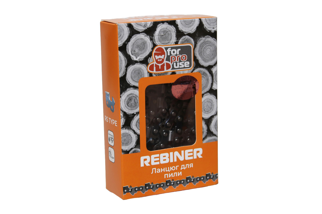 Ланцюг на бензопилу 52 ланки, 3/8" крок Rebiner для твердих порід деревини на 35 шину, фото 1