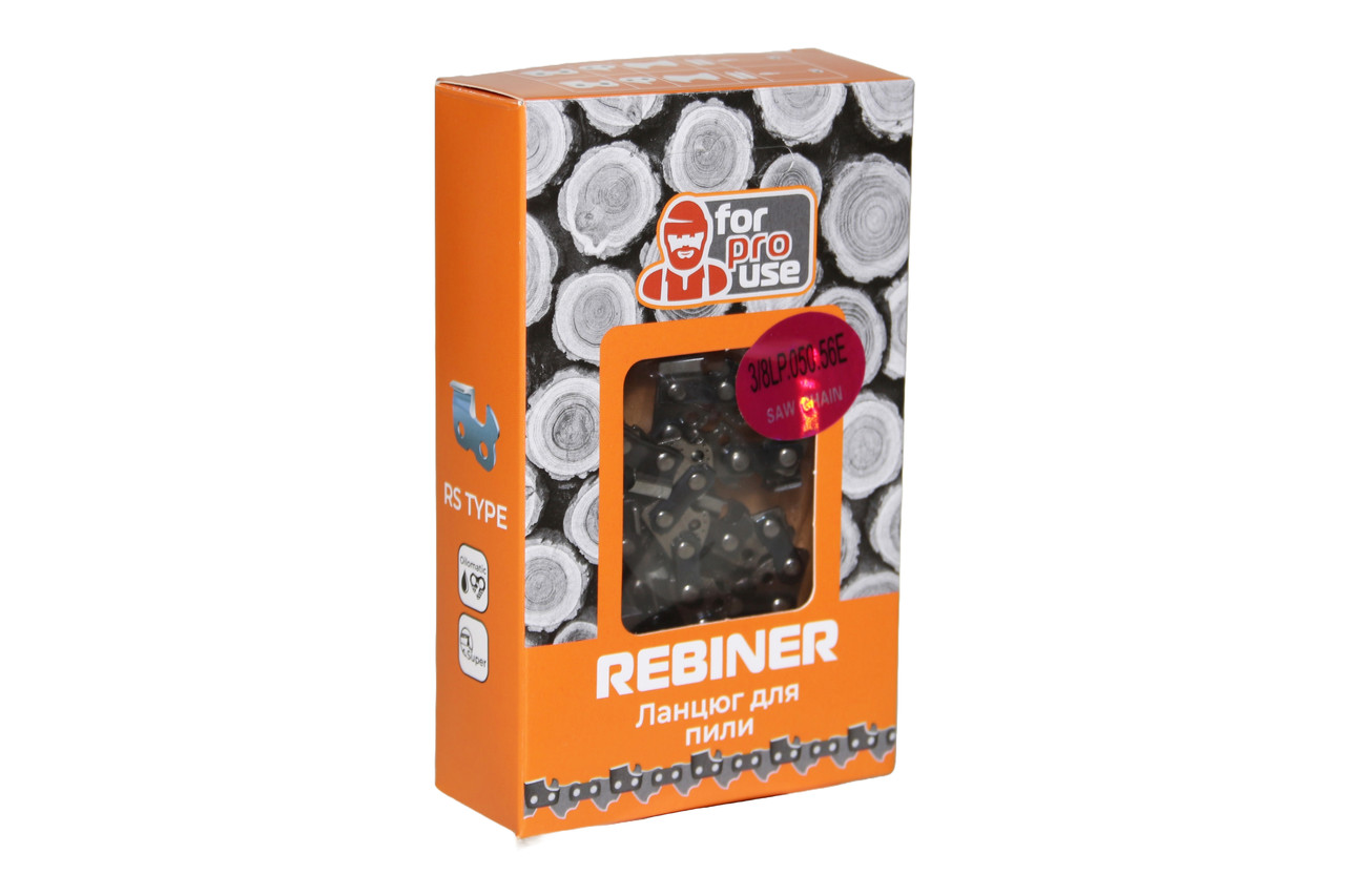 Ланцюг на бензопилу 56 ланок, 3/8" крок Rebiner для твердих порід деревини на 40 шину, фото 1