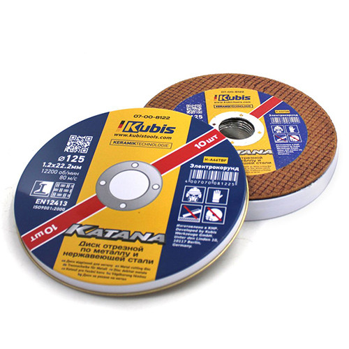 Круг відрізний електрокорунд 125×1.2×22.2 мм по металу та нержавіючій сталі Kubis 07-00-8122 упаковка 10 шт, фото 1