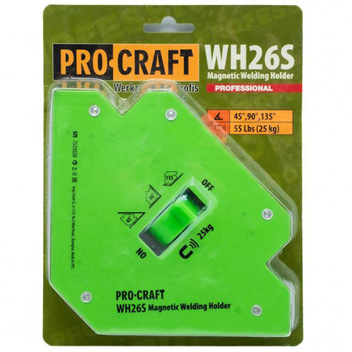 Магнітний тримач для зварювання (22 кг) з перемикачем Procraft WH26S (магнітний кутник)