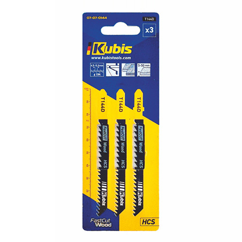 Пилки для лобзика 3 шт (дерево, ламінат, фанера, ДСП) Kubis 07-07-0144, фото 1