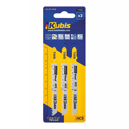 Пилки для лобзика 3 шт (дерево, ламінат, фанера, ДСП) Kubis 07-07-1102, фото 1