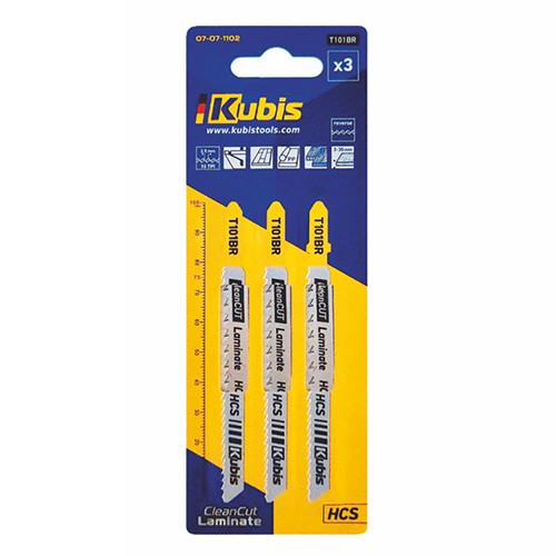 Пилки для лобзика 3 шт (дерево, ламінат, фанера, ДСП) Kubis 07-07-1103, фото 1