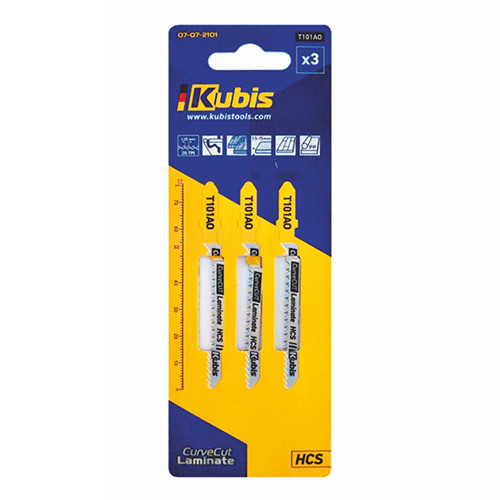 Пилки для лобзика 3 шт (дерево, ламінат, фанера, ДСП) Kubis 07-07-2101, фото 1