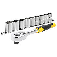 Набір торцевих насадок 11 шт, 1/2" з тріскачкою Stanley STMT82671-0