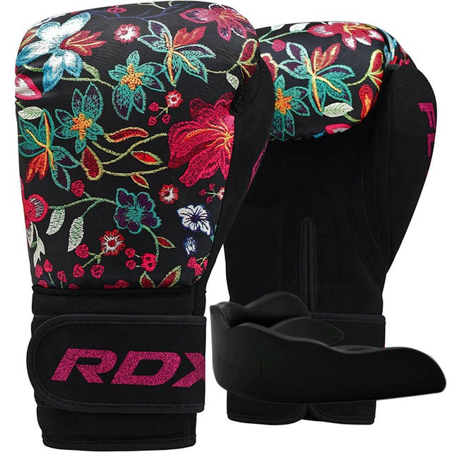 Боксерські рукавиці RDX FL-3 FLORAL BLACK-12 унцій (капа в комплекті)