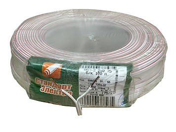 Дріт ШВП-нг 2х0,75 ДКЗ білий, 100 м
