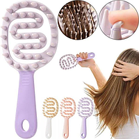 Силіконовий масажний гребінець для випрямлення й укладання волосся, щітка Zigzag для масажу голови з довгим держак
