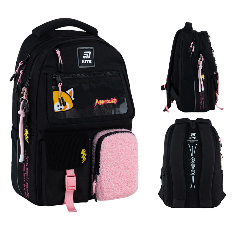 Рюкзак Kite Education teens 2587M Aggretsuko, 42x29x17 см, 17 л, 130-145 см