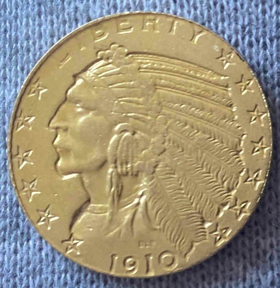 Монета США 5 доларів 1925 р. Індеець Новодел