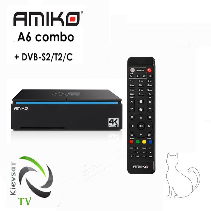 AMIKO A6 Combo | комбінований медіаплеер 4K на Android з вбудованим приймачем DVB-S2/T2/С