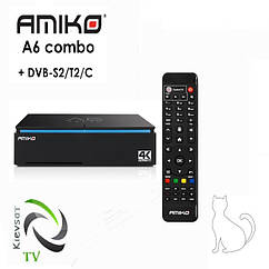 AMIKO A6 Combo | комбінований медіаплеер 4K на Android з вбудованим приймачем DVB-S2/T2/С