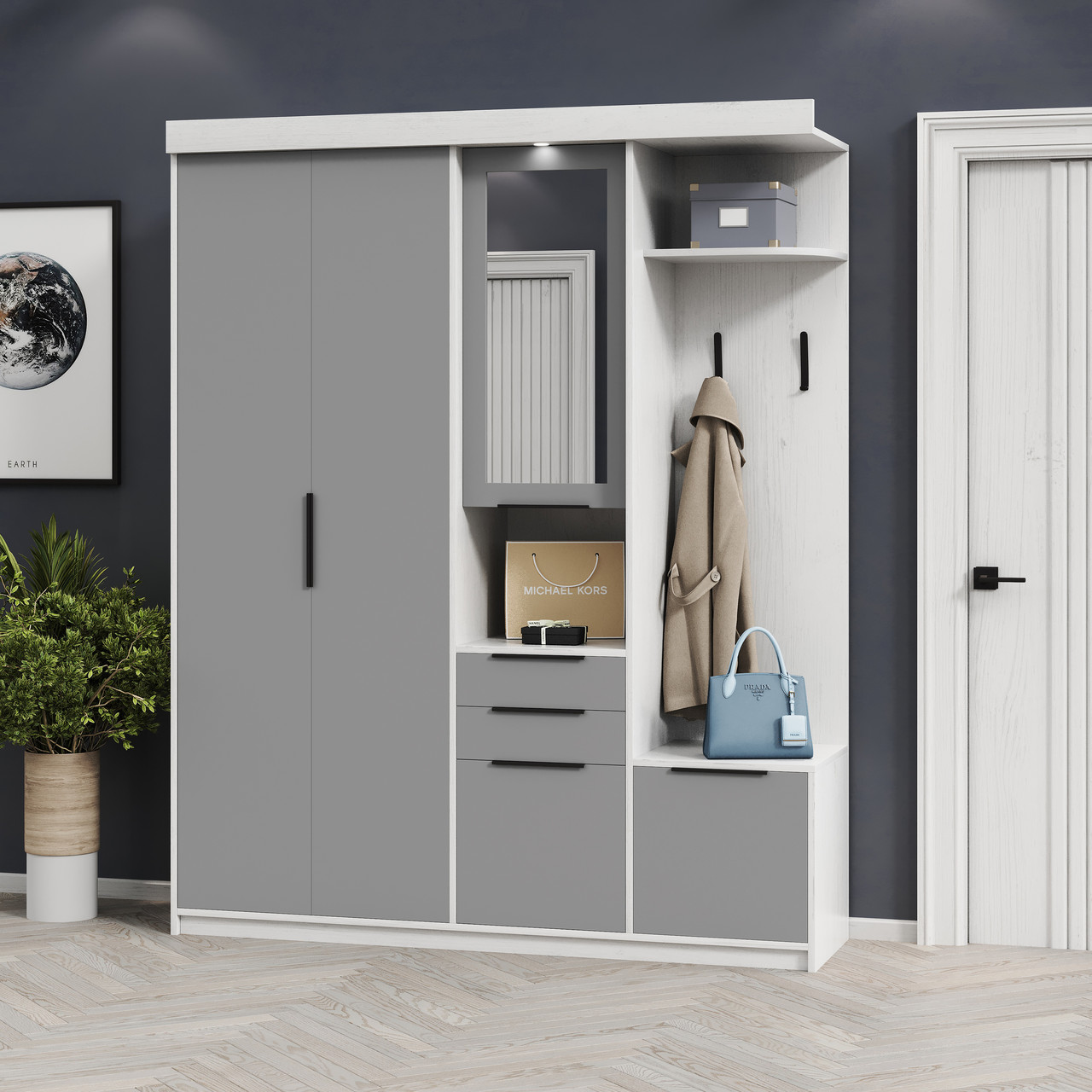 Передпокій Силует 2 артвуд світлий/сіра мишка Світ Меблів, фото 1