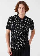 Чорне чоловіче поло LC Waikiki/Лс Вайкікі з білим принтом. фірмова Туреччина