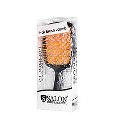 Щітка для волосся Salon Professional продувна 20 см SP0099 SL масажні гребінці для волосся Чорний з оранжевим, фото 4