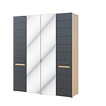 Шафа 4ДЗ(1800) з ДСП/МДФ у вітальню Б'янко дуб артизан/графіт Світ Меблів