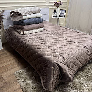 Велюрове покривало Шанель "Gold" Шоколад розмір 160*200