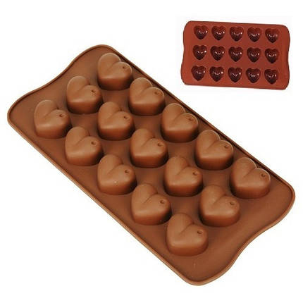Форма силіконова для цукерок випічки та льоду Серце 15шт/л 21х10.5х2см MH-3425, фото 1