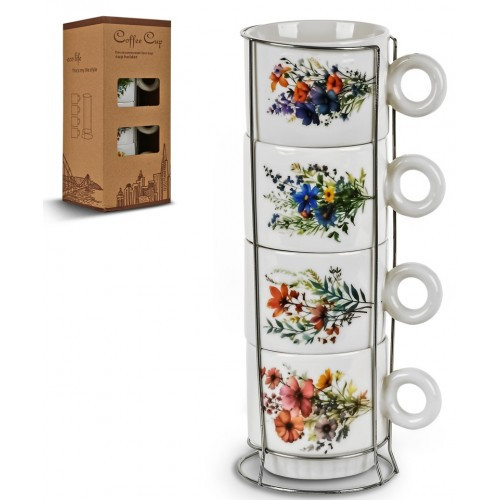Чашки на підставці Flowers 5пр/наб 250мл R32778 в коробці Кераміка метал