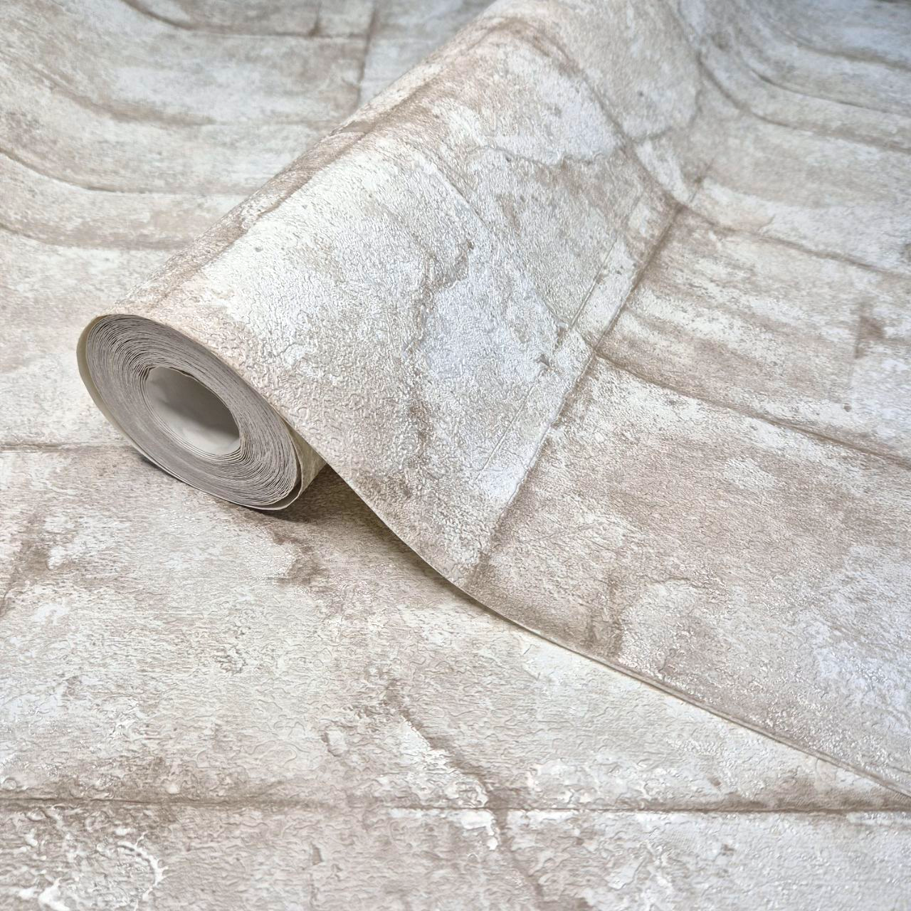 Вінілові шпалери 10.05 × 1.06 м Слов'янські шпалери 1576-01, бежево-сірі під бетон для вітальні, спальні, кухні, коридору, фото 1