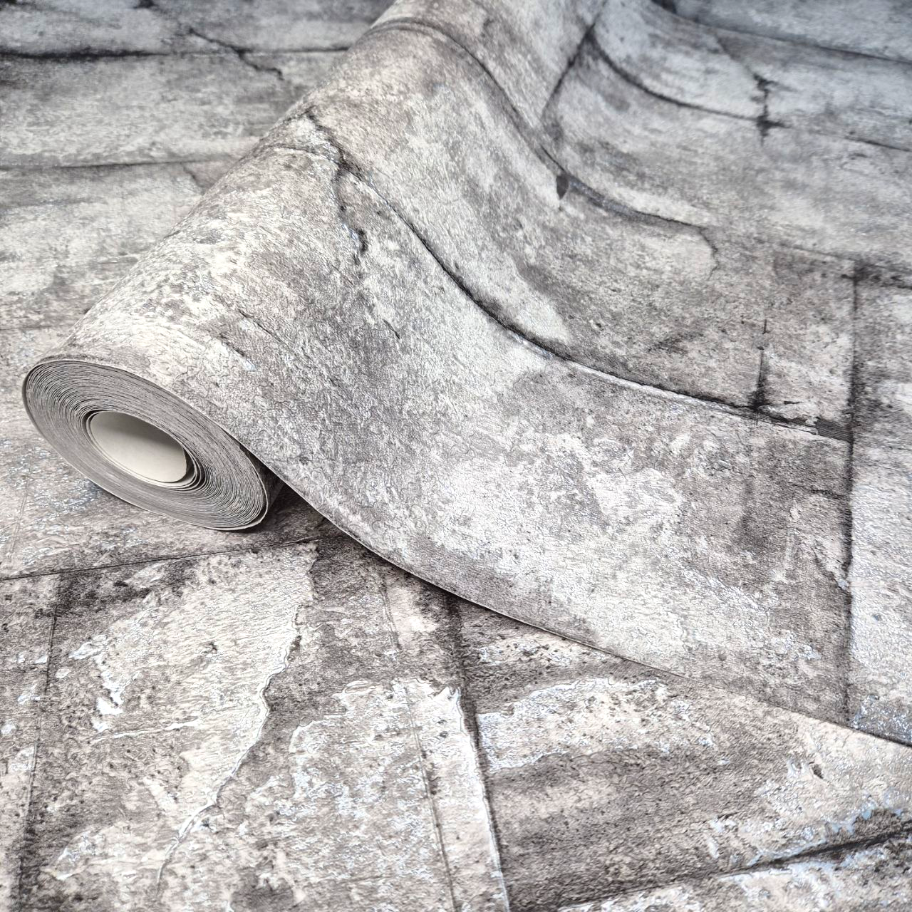 Вінілові шпалери 10.05 × 1.06 м Слов'янські шпалери 1576-02, темні з імітацією бетону для вітальні та кухні, фото 1