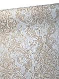 Вінілові шпалери 10.05 × 1.06 м Слов'янські шпалери 8684-02, світло-бежеві з вензелями для спальні, вітальні, кабінету, фото 4