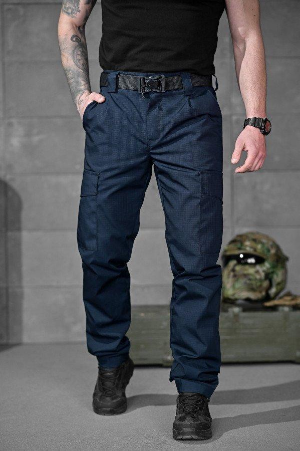 Польовийні брюки ДСНС сині – ріп-стоп штани з манжетами на липучках ВТ5059 ТМ, фото 1