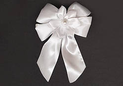 Бант білий для волосся на гумці