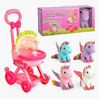 Єдиноріг з аксесуарами 933-31 E (12/2) візочок, висота 23 см, пляшечка, в коробці