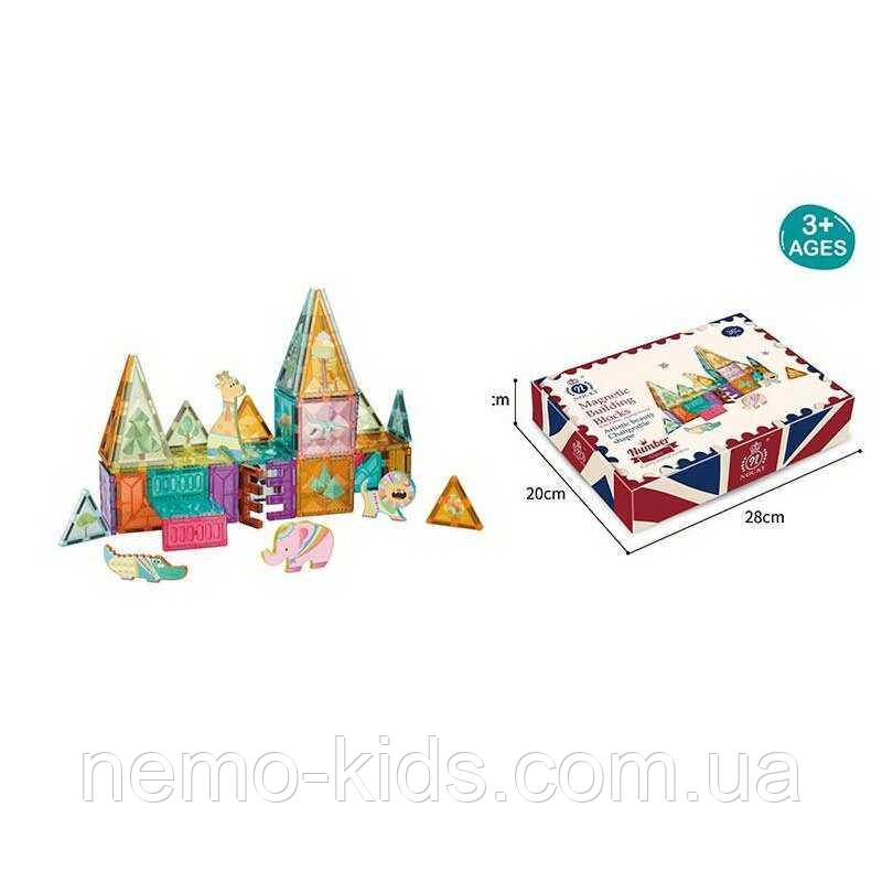 Конструктор AH 054 (16) “Зоопарк”, магнітний, тваринки, 42 деталі, в коробці, фото 1