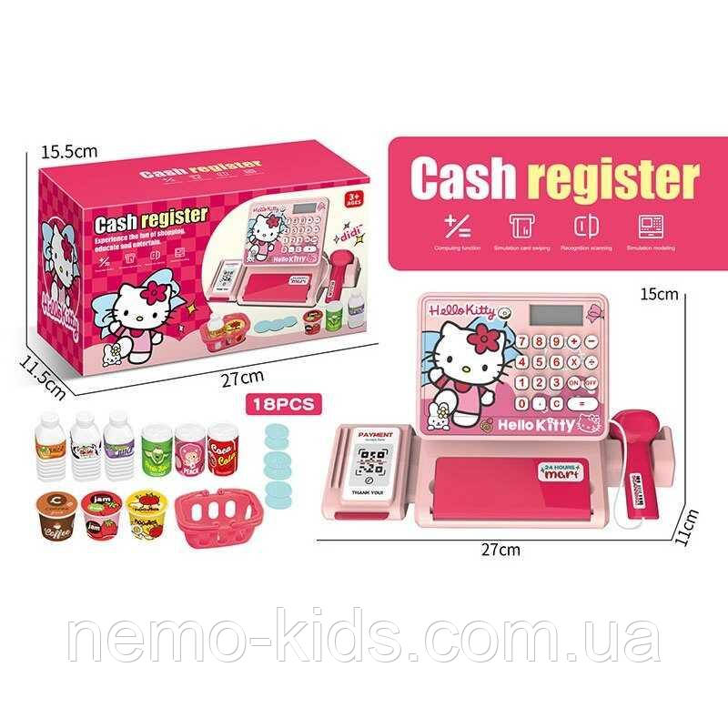 Касовий апарат QY 0087-12 (54/2) 18 предметів, муляж грошей, звук, підсвічування, банківська картка, кошик, в, фото 1