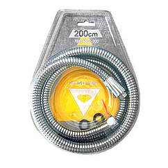 Шланг для душу TOPAZ TSH-6004-2,00м хром 200см посилений рухома гайка, Blister