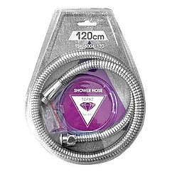 Шланг для душу TOPAZ TSH-6004-120 хром 120см посилений рухома гайка, Blister