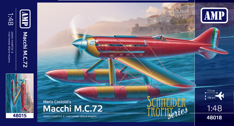 Пластикова модель 1/48 AMP 48018 італійський швидкісний гідролітак Macchi M.C.72, фото 1