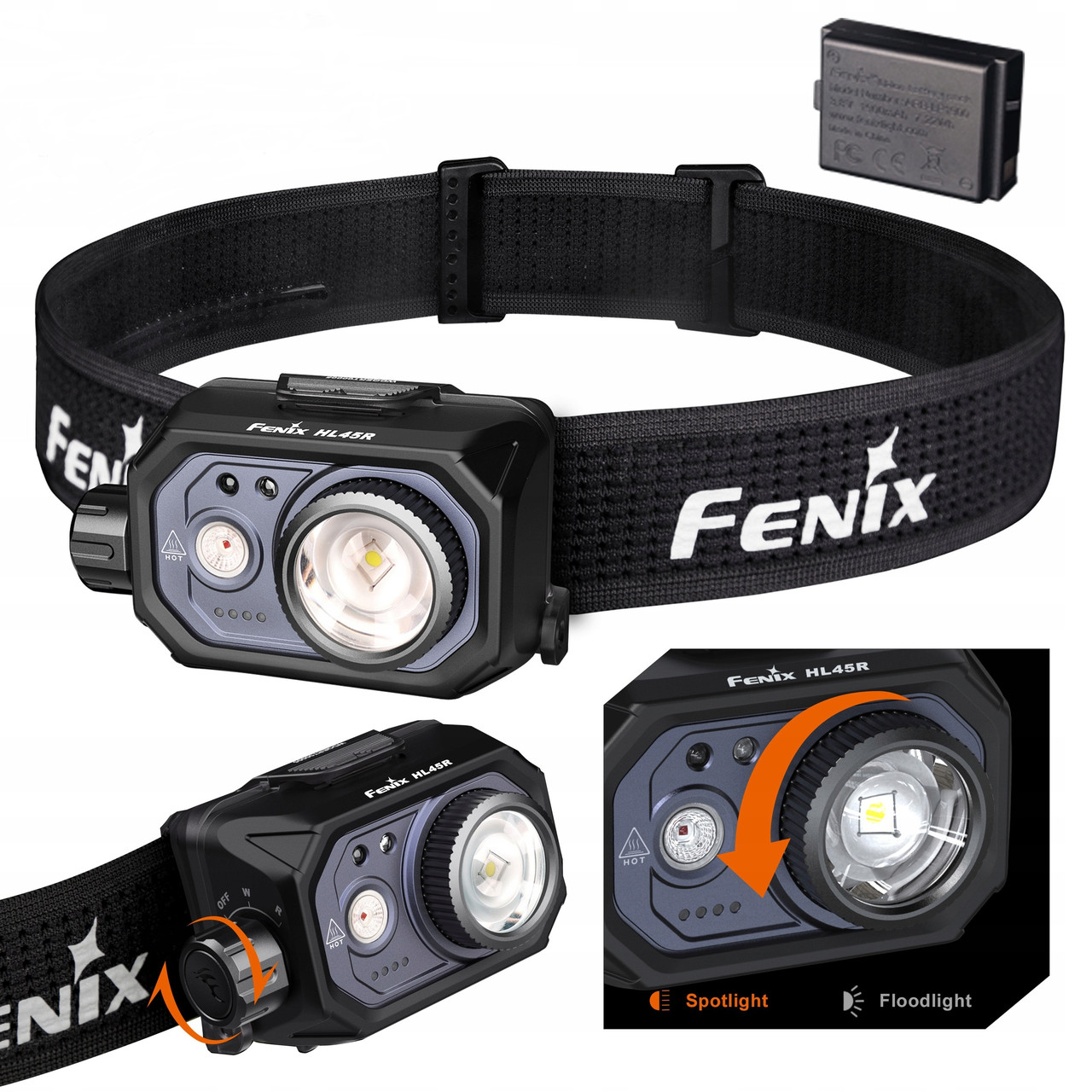 Налобний ліхтар Fenix HL45R з безконтактним датчиком (1000LM, 1900mAh Акумулятор, Luminus+Osram, USB-C, IP66)