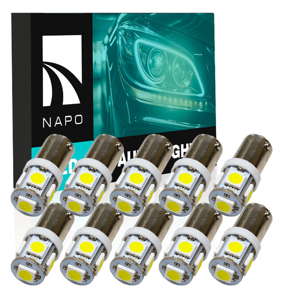 Комплект світлодіодних ламп NAPO LED BA9S-5050-5smd T4W Ba9s колір світіння білий 10 шт