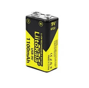 Акумулятор Крона 6F22 Liitokala 9v 1100mAh Li-Ion USB type-C, фото 1