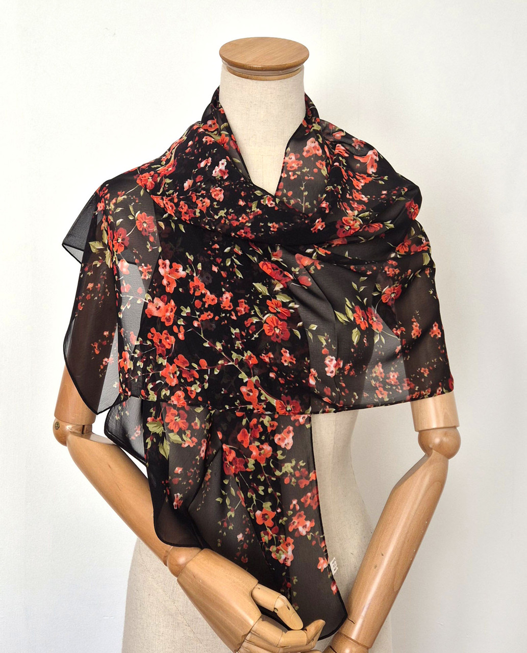 Шарф весняний шифоновий тонкий легкий Флоренсита сакура, фото 1