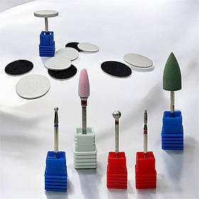 Набір для педикюру та манікюру насадки до фрезера для зняття гель лаку для шкіри стоп основа металева