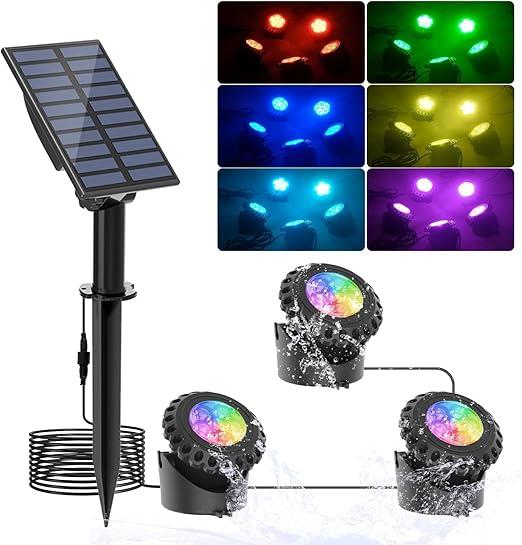 Ландшафтний сонячний світильник NATPOW RGB, IP68, освітлення саду, патіо, водойми