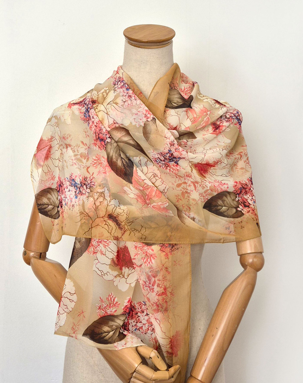 Шарф шифоновий легуий тонкий Флоренсита квіти бузка, фото 1