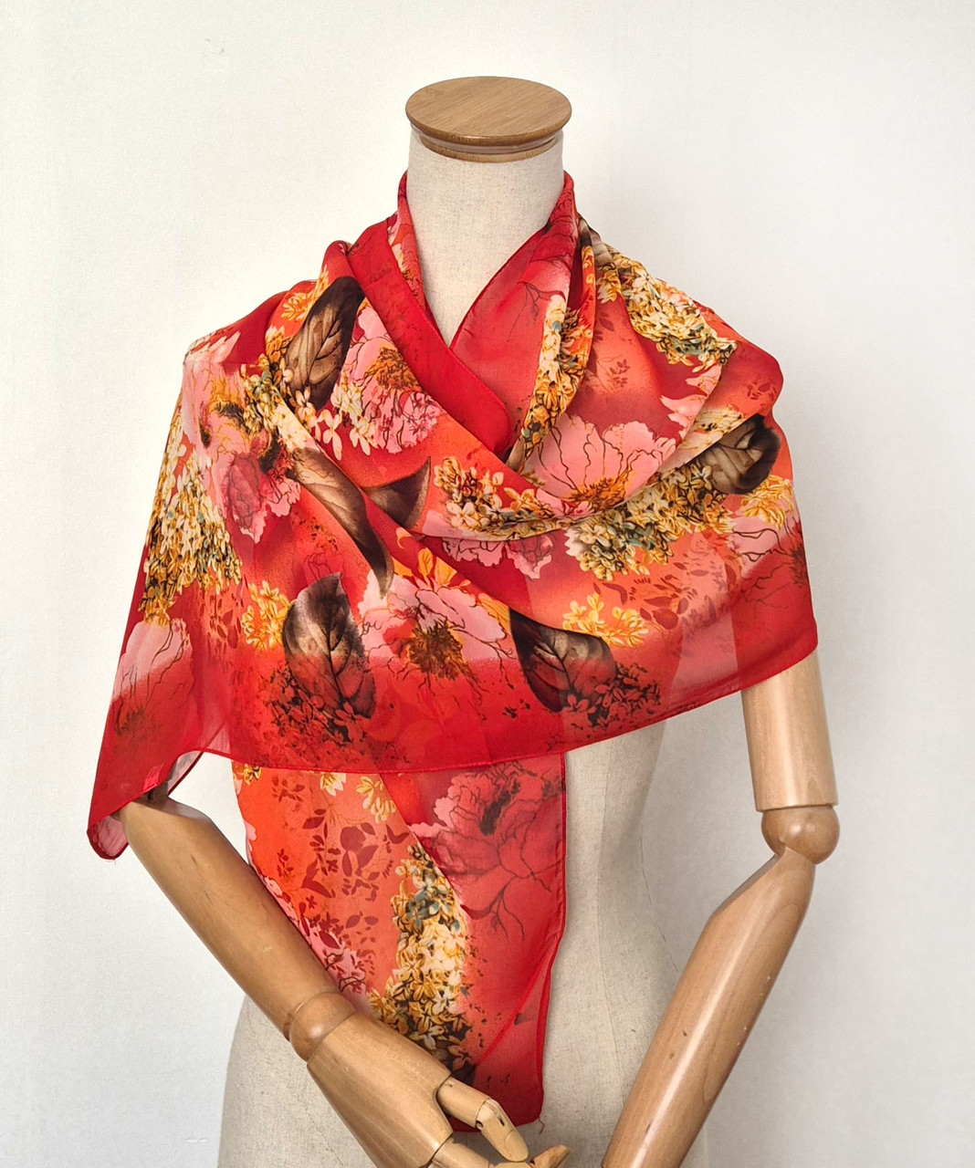 Шарф весняний шифоновий тонкий легкий Флоренсита квіти бузка, фото 1