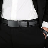 Набір — чоловічий шкіряний ремінь автомат і гаманець-шум. Чоловічий подарунковий набір у коробці (чорний), фото 3