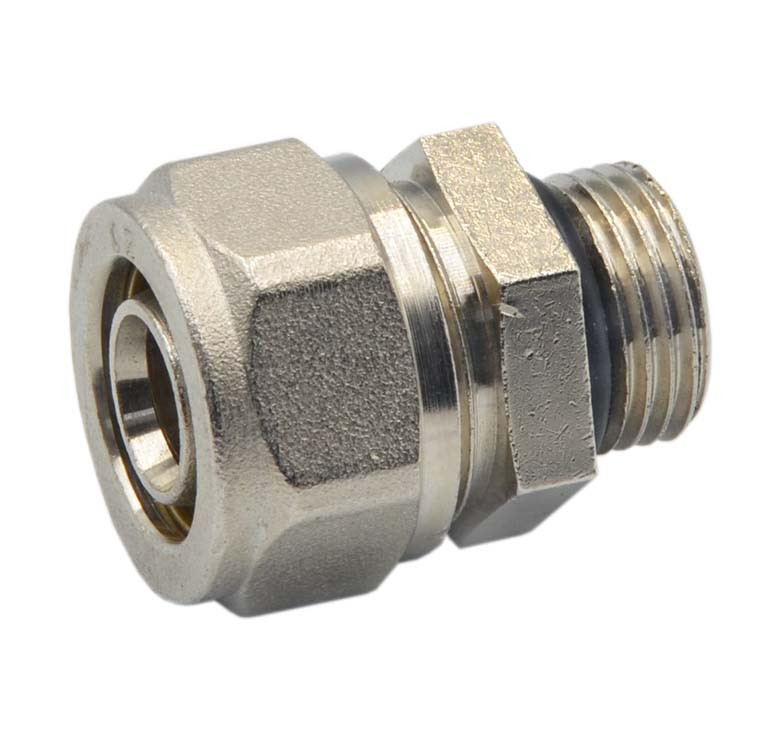 Муфта обтискна перехідна з прокладкою Bonomi DN 20x1/2"(НР) для металопластикових труб (Італія) 38922004, фото 1