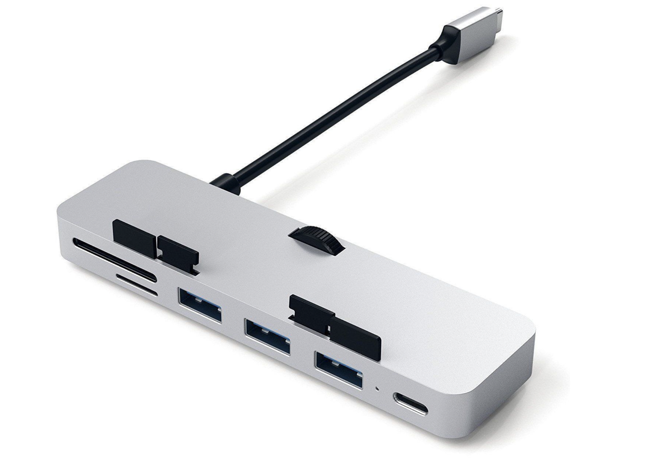 Хаб адаптер Satechi Aluminum Type-C Clamp Hub Pro для iMac сріблястий з USB-C портами та слотами для карт пам'яті, фото 1
