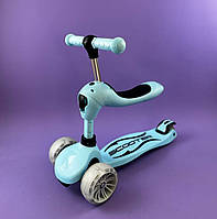 Самокат триколісний з сидінням дитячий 3-х колісний 2в1 CY20803 120*55мм синій