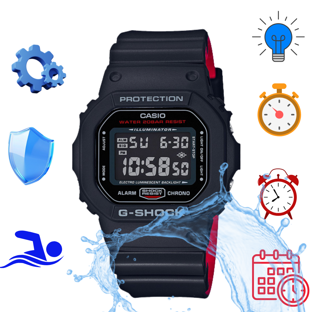 Наручний чоловічий годинник кварцовий Casio водонепроникний 200 м протиударний Касіо оригінал G-Shock DW-5600